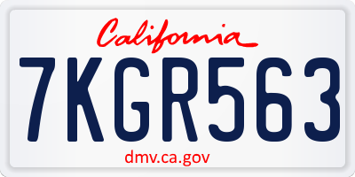 CA license plate 7KGR563