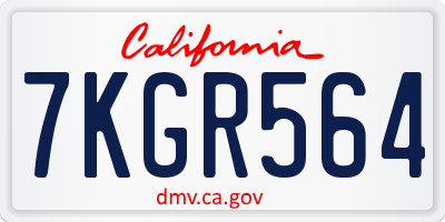 CA license plate 7KGR564