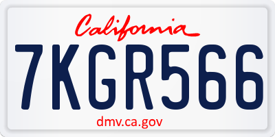 CA license plate 7KGR566