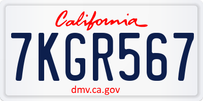 CA license plate 7KGR567