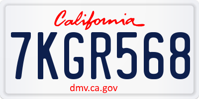 CA license plate 7KGR568