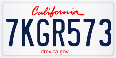 CA license plate 7KGR573
