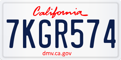 CA license plate 7KGR574