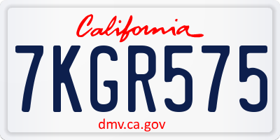 CA license plate 7KGR575