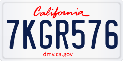 CA license plate 7KGR576