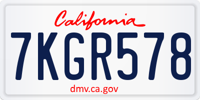 CA license plate 7KGR578