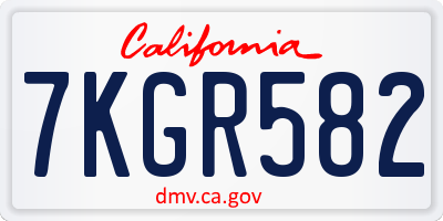CA license plate 7KGR582