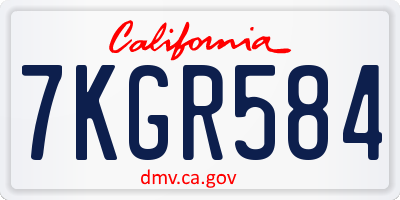CA license plate 7KGR584