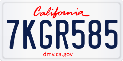 CA license plate 7KGR585
