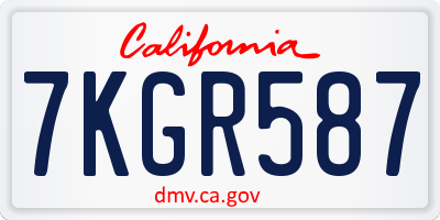 CA license plate 7KGR587