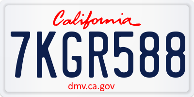 CA license plate 7KGR588