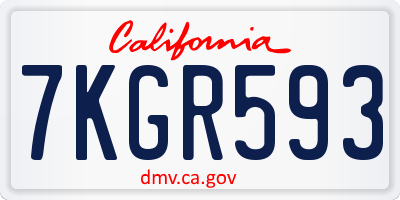 CA license plate 7KGR593