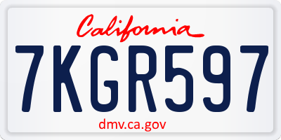 CA license plate 7KGR597