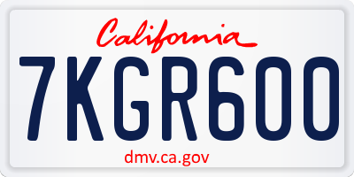 CA license plate 7KGR600