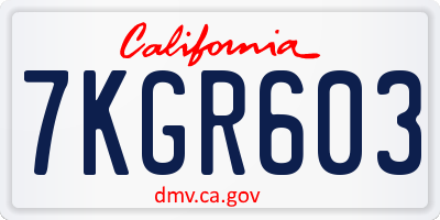 CA license plate 7KGR603