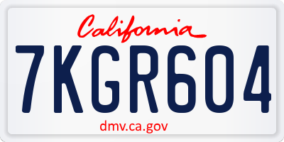 CA license plate 7KGR604