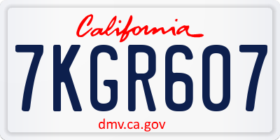 CA license plate 7KGR607