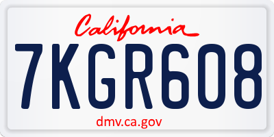CA license plate 7KGR608