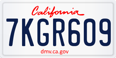 CA license plate 7KGR609