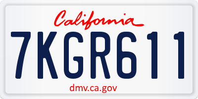 CA license plate 7KGR611