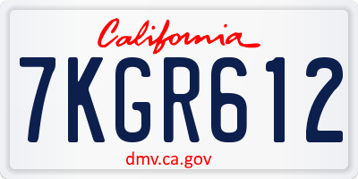 CA license plate 7KGR612