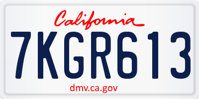 CA license plate 7KGR613