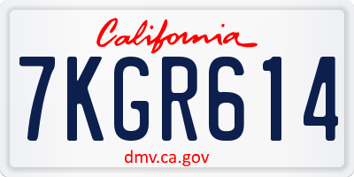 CA license plate 7KGR614