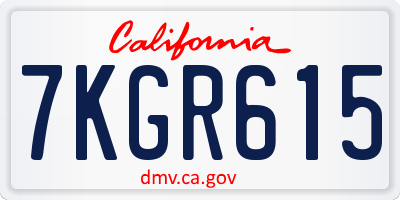 CA license plate 7KGR615
