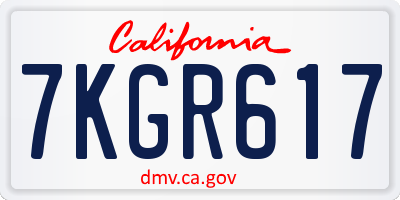 CA license plate 7KGR617