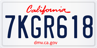 CA license plate 7KGR618