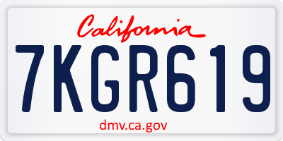 CA license plate 7KGR619