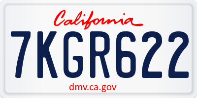 CA license plate 7KGR622