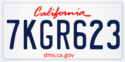 CA license plate 7KGR623