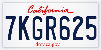 CA license plate 7KGR625