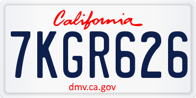 CA license plate 7KGR626
