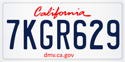CA license plate 7KGR629