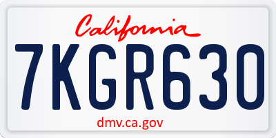 CA license plate 7KGR630
