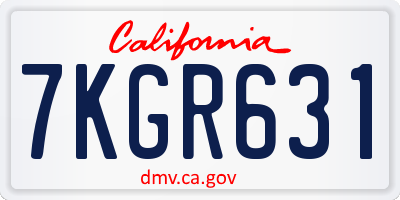 CA license plate 7KGR631
