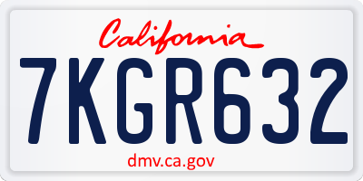 CA license plate 7KGR632