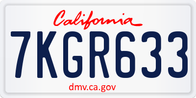 CA license plate 7KGR633