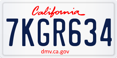 CA license plate 7KGR634