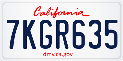 CA license plate 7KGR635