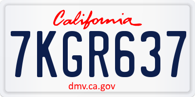 CA license plate 7KGR637