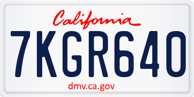 CA license plate 7KGR640