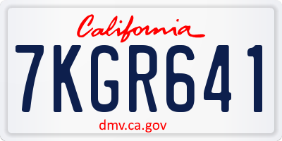 CA license plate 7KGR641