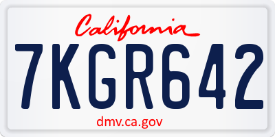 CA license plate 7KGR642