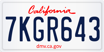CA license plate 7KGR643