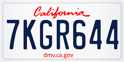 CA license plate 7KGR644