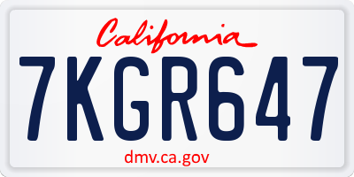 CA license plate 7KGR647
