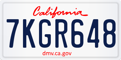 CA license plate 7KGR648